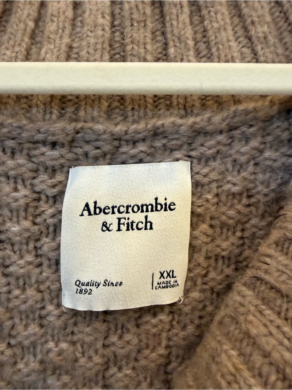 Abercrombie & Fitch Taupe-Brown Cable Knit Button Front Cardigan - Picture 2 of 4
